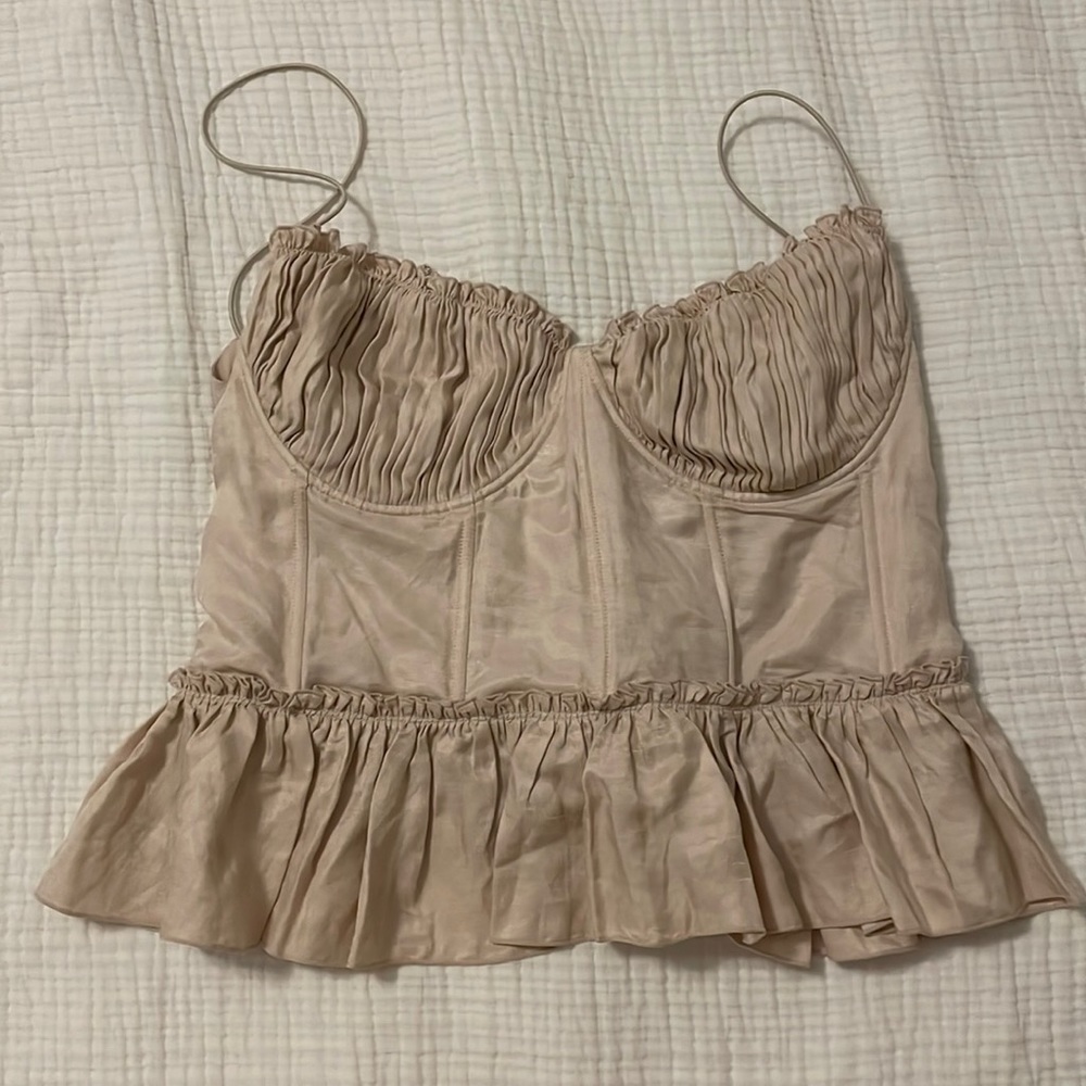 H&M tan peplum top